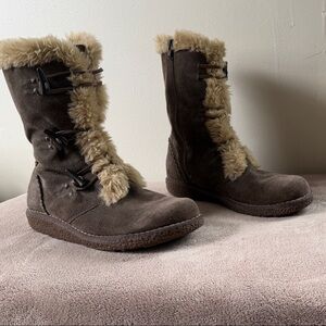 Earth Spirit Brown Suede Faux-Fur Winter Boots
